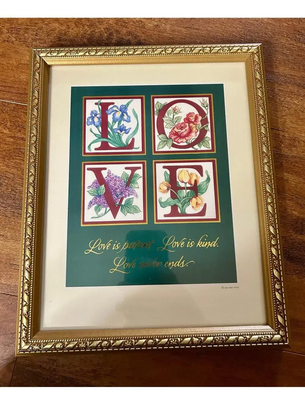 Love Picture Framed, 11 x 9 in, 1994 Abbey Press Love is Patient Love is Kind